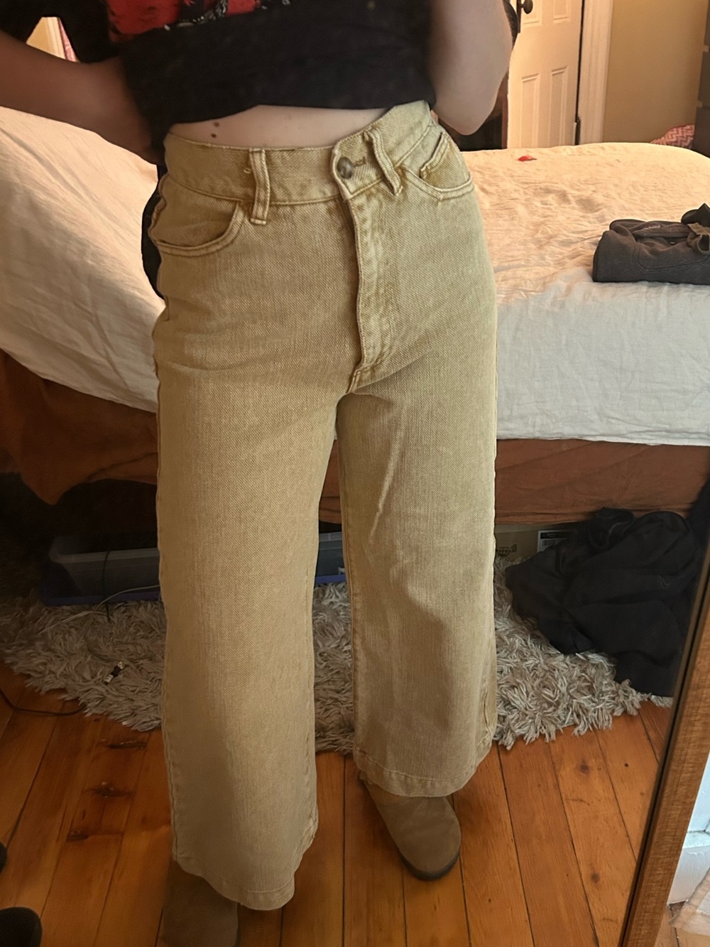 Urban Outfitters twill Wide-Leg Jeans 25 cotton tan